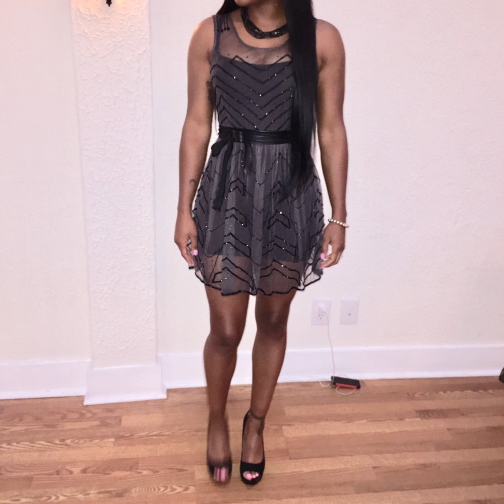 Gray beaded sheer Free People dress